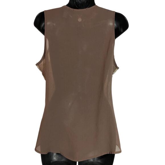 Sequin and Chiffon Tank Top Silver Gold, Brown BKE Boutique Medium The Buckle - Picture 5 of 8